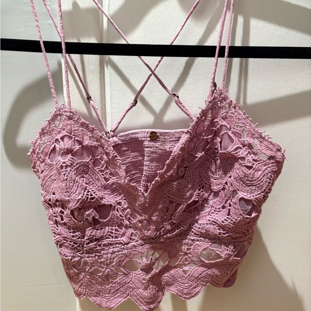 Free People Mauve Lace Strappy Cami